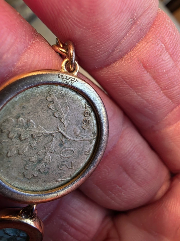 BELLEZA LIRA Moneda Turquesa Bronce 7 Estaciones Pulsera Hermosa Navidad Pronto Foto 3 de 3