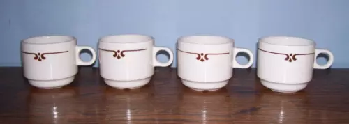 Beautiful Set of 4 Vintage Stackable Syralite by Syracuse China Cups.. Look!