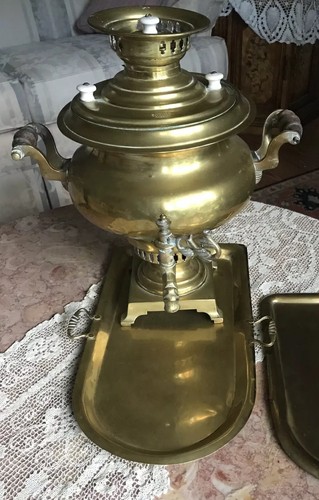 Antique Late19th Century Imperial Russian Brass Samovar 18" Hight by Batashev - Picture 8 of 11