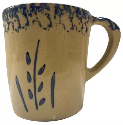 Vintage RRP Co. Roseville Ohio Stoneware Mug – Blue & Beige Wheat Design