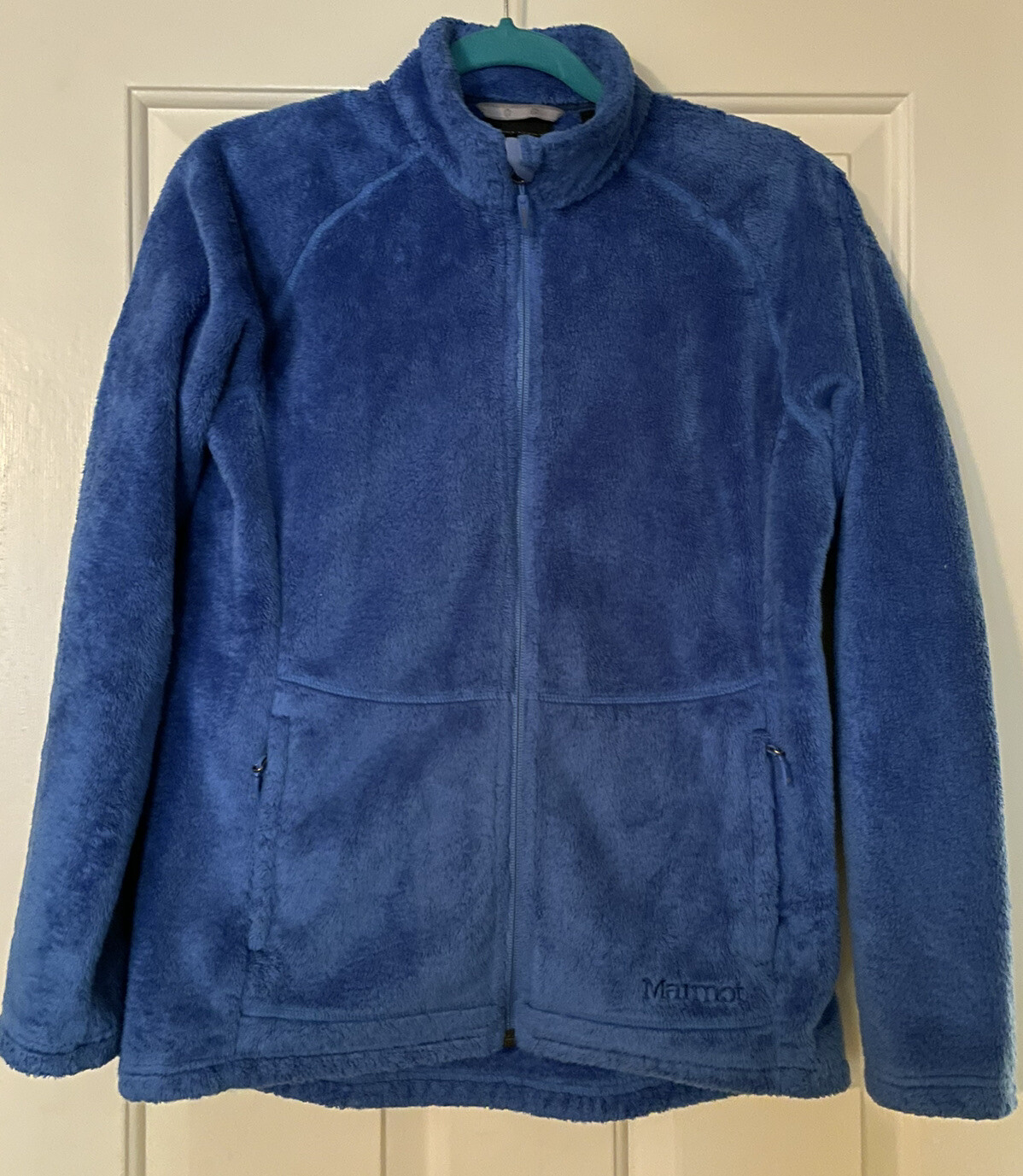 Marmot Monkey Jacket Large Blue Full Zip Fuzzy Fl… - image 1