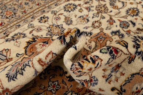 Kashan Tappeto Persiano Annodato a Mano 220x132 cm-Fine, Oriente, Tappeto, Beige - Picture 7 of 13