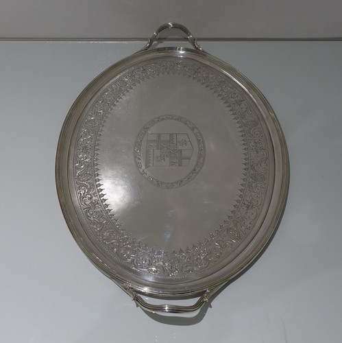 Bandeja ovalada antigua de plata esterlina Jorge III del siglo XIX Londres 1793 - Imagen 7 de 9