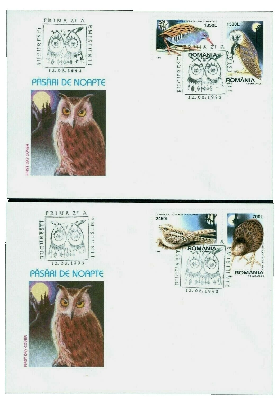 First Day of Issue Birds First Day Cover Romanian Stamps