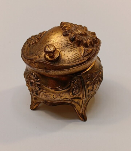 Schöne antike Kragen Knopf Box, goldfarben mit Kragenknöpfen innen! - Bild 8 von 8