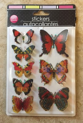Download Jot Butterflies 7 Black Red Orange Holo Butterfly Stickers 3 D Wings Look Real Ebay