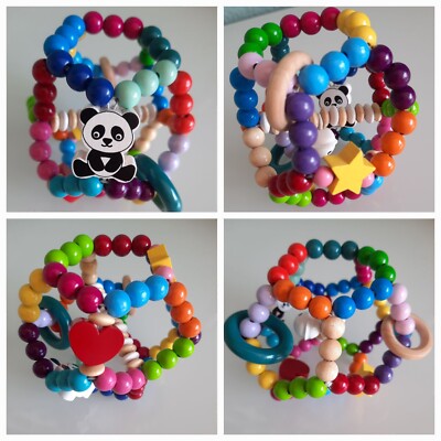 Motorikball Holzperlenball O-Ball Baby Geschenk Geburt 