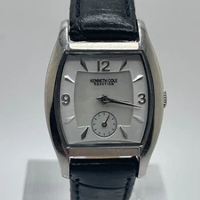 Kenneth Cole Reaction Watch Womens 24mm Case Pearl Look Dial Black Band Quartz