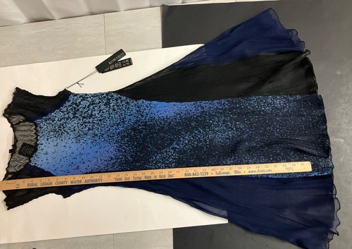 Abito Komarov smanicato trasparente stropicciato blu nero taglia XS nuovo con etichetta - Foto 13 di 18