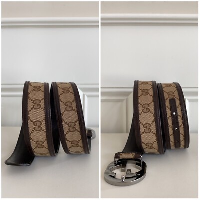 Auth GUCCI Brown Monogram Canvas Leather Silver Interlocking Auth GUCCI Brown Monogram Canvas Leather Silver Interlocking