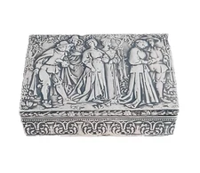 German 800 Sterling Silver Figural Box 4" X 2.5"X 1.25"