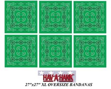 6 Hav-A-Hank XL BIG SIZE GREEN PAISLEY 27" BANDANNA Head Wrap Face Mask Scarf b
