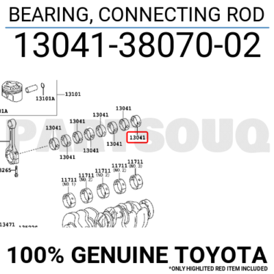 130413807002 Genuine Toyota BEARING, CONNECTING ROD 13041-38070-02