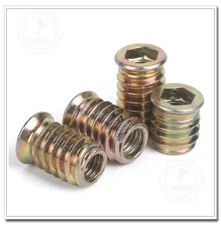 M6 / M8 / M10 Furniture Hex Drive Flat Head Nuts Screws Threaded For Wood Insert