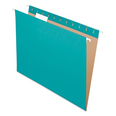 Recycled Hanging Folders Letter Size Aqua 1/5 Cut 25/BX 81616