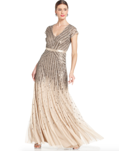 adrianna papell beaded sequined dress
