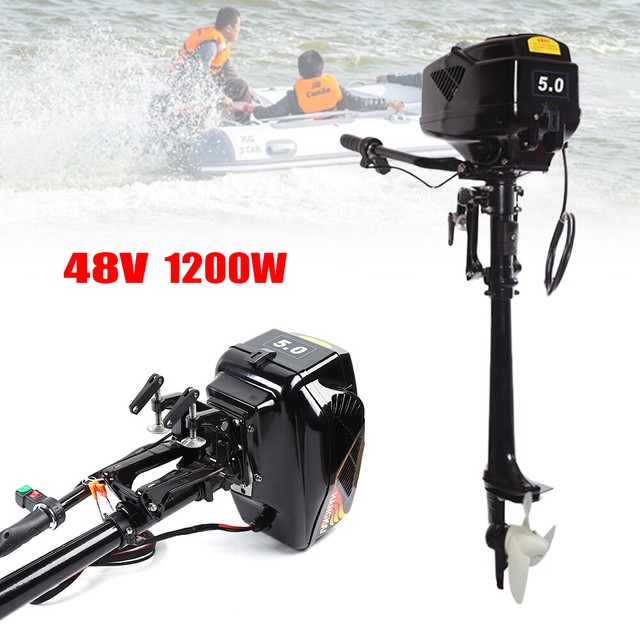 48V HANGKAI 5 HP Electric Boat Outboard Motor Engine 1200W 20inch Long ...