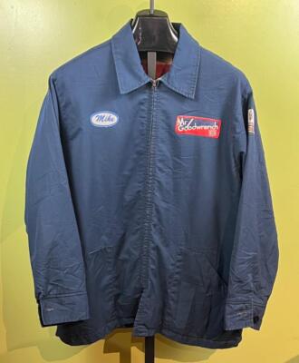 Vtg 60's Long Work Jacket sz XXL Navy Gasoline Lined Talon Pulls