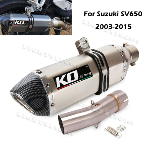 Slip On For Suzuki SV650 2003-2015 Motorcycle Exhaust Tips DB Killer + Link Pipe - Zdjęcie 1 z 11