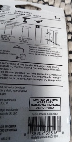 Bisagra de resorte confiable 4" H x 1/4" radio #3662652. - Imagen 4 de 4