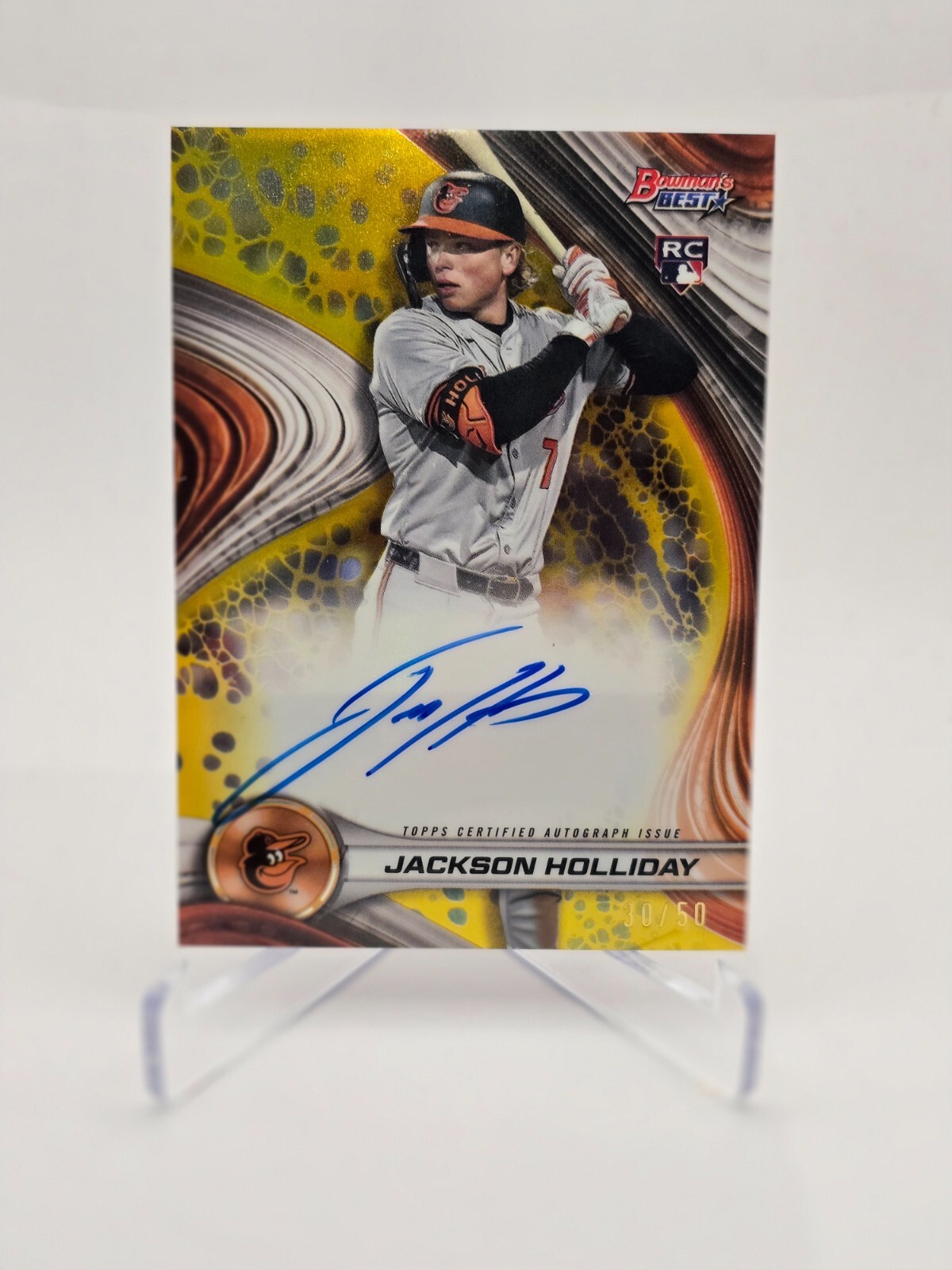 2024 Bowmans Best Jackson Holliday Rookie Auto Gold /50 Orioles