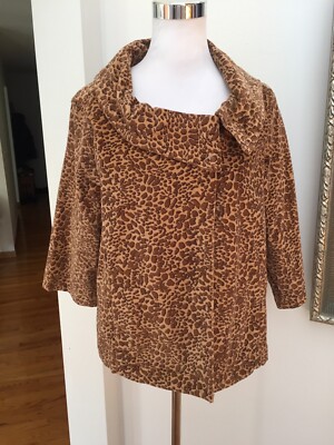 NWT Jeanstar Arielle Leopard Swing Coat 3/4 Sleeve Junior L