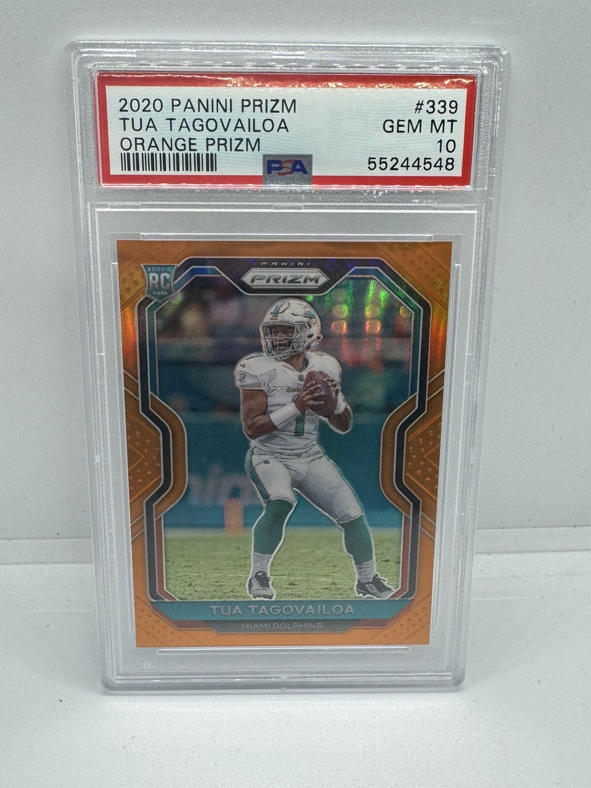 2020 TUA TAGOVAILOA Panini Prizm ORANGE PRIZM /249 Rookie Card #339 PSA 10 GEM
