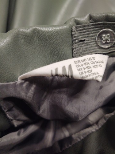 H&M Girls Fax Leather Skirt Size 10 Green Lined - Picture 5 of 6