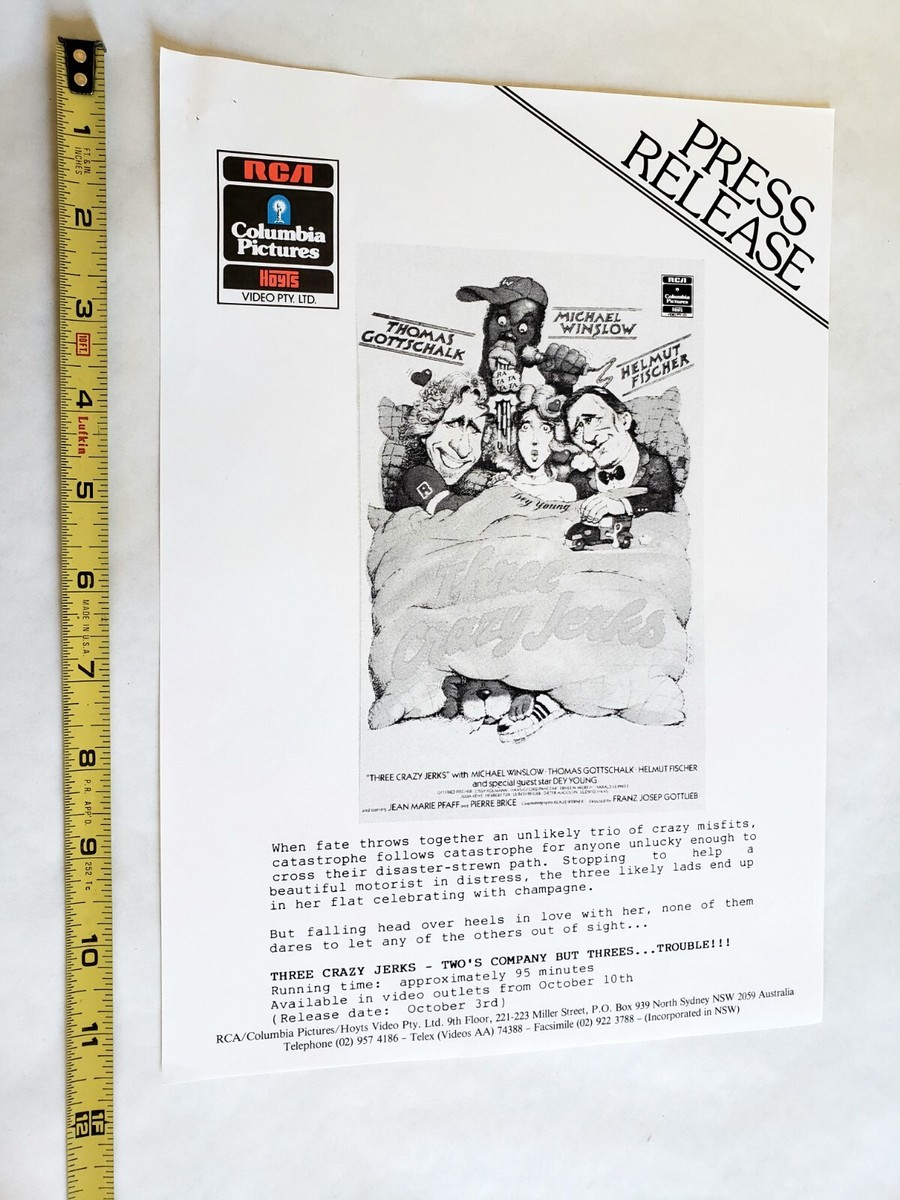 VINTAGE 1980s VHS MOVIE PROMO #65 - 1987 THREE CRAZY JERKS