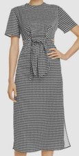 $439 C/Meo Collective Women's Black White Provided Tie-Front Houndstooth Dress S