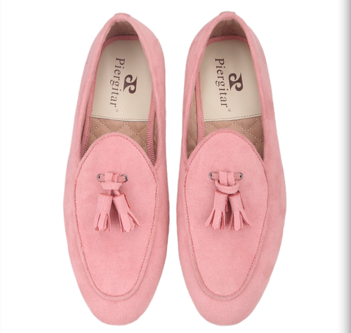 Men's British Pink Fringe Loafers Round Toe Party Fashion Business Dress Shoes - Picture 4 of 10