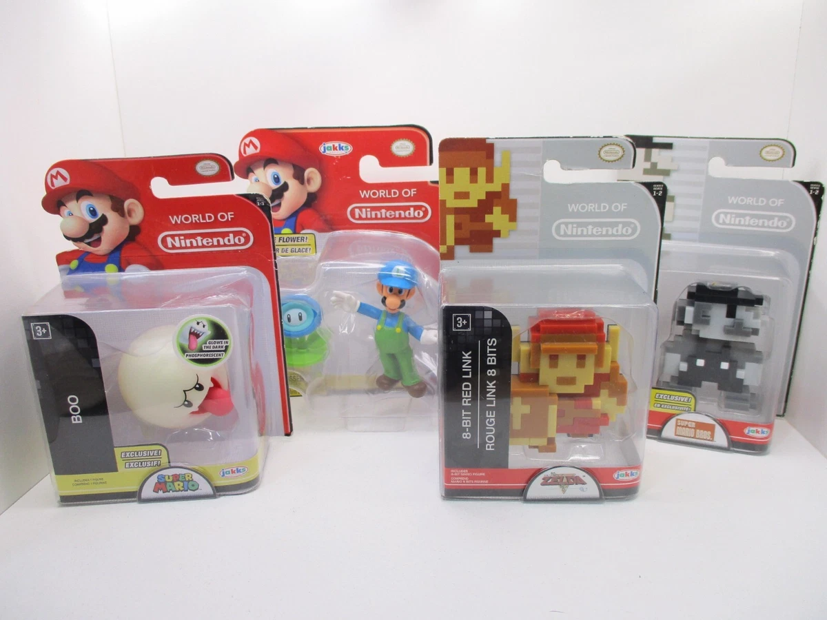 Jakks World Of Nintendo 4 Figure Lot 8 Bit Mario Link Super Mario Boo Ice Luigi