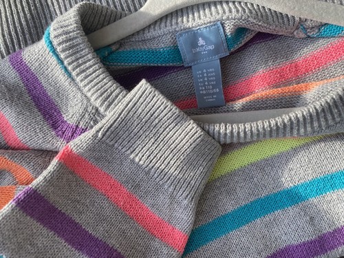 Baby Gap Rainbow Striped Sweater Size S 4 Charcoal Gray Crewneck - Picture 5 of 5