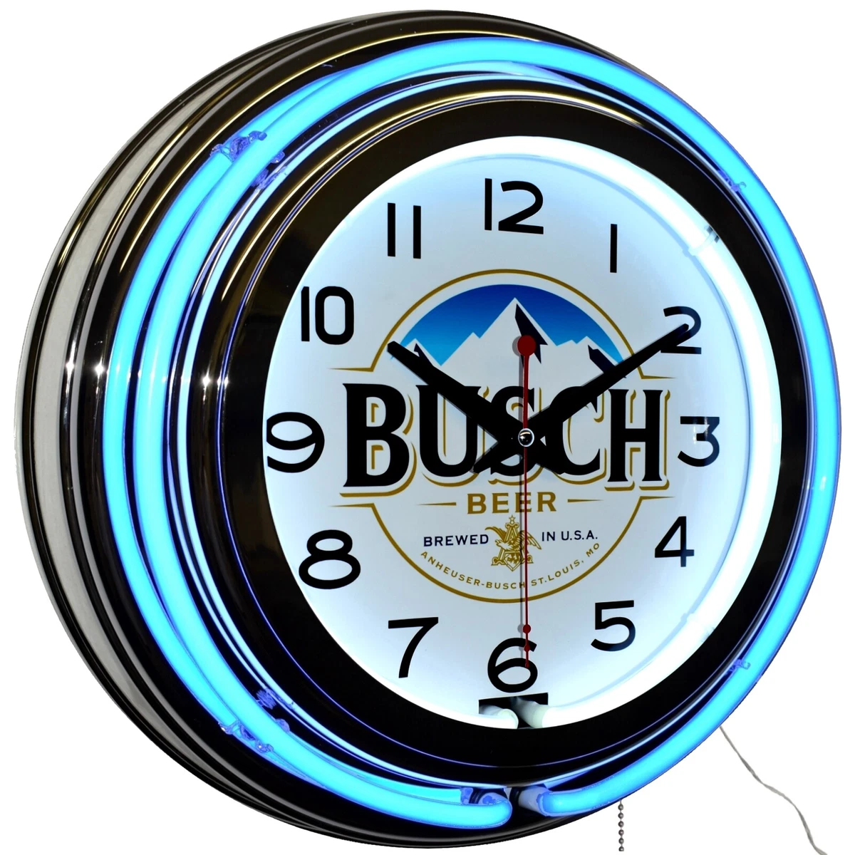 Busch Light Neon Clock – 15.5 Inch Blue LED Bar Decor, Silent Quartz Movement