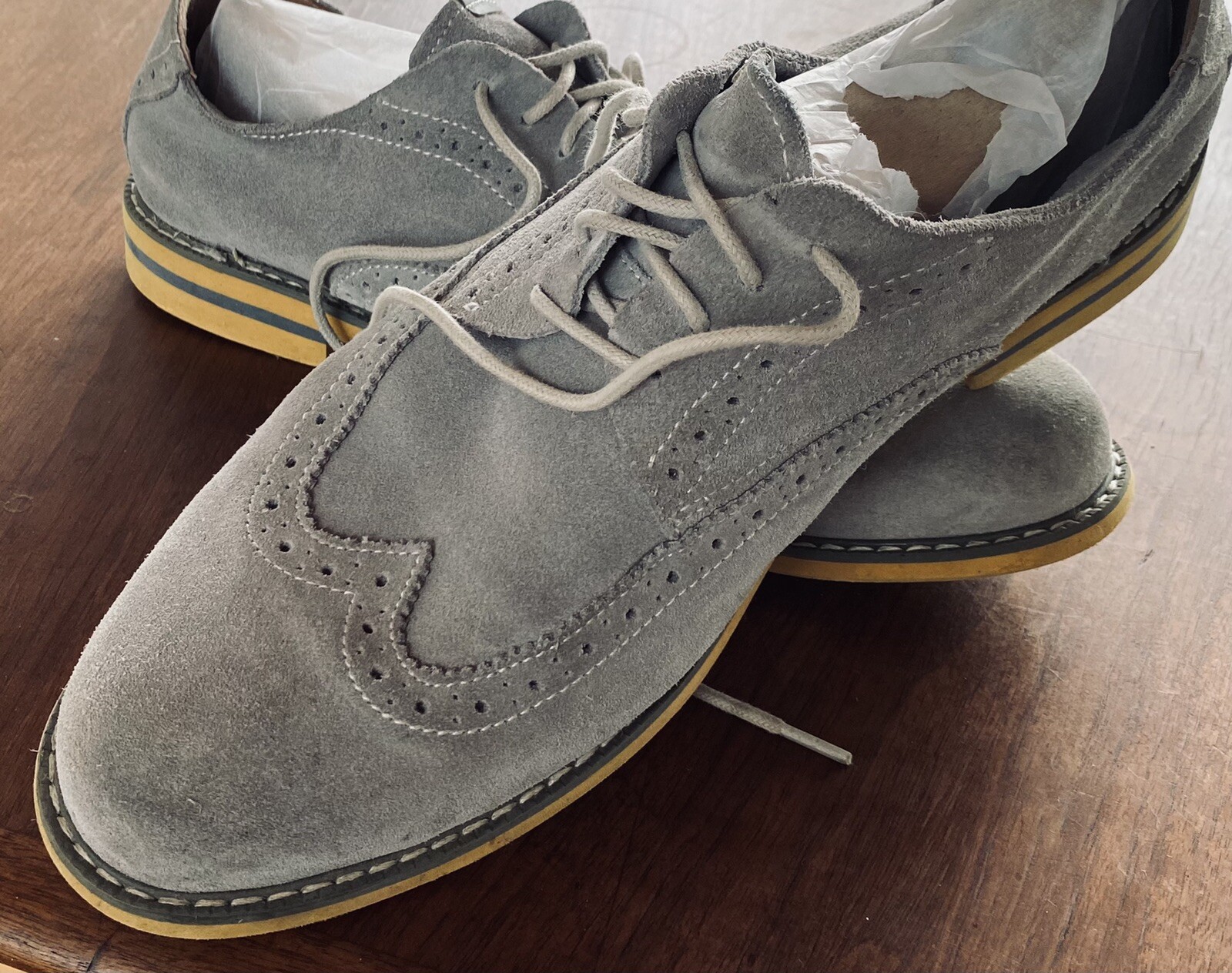 SAOLA alare oxford uomo grigio scamosciato con suola gialla S10M