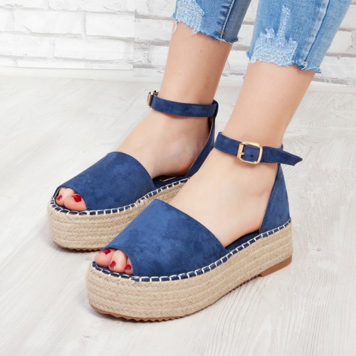 Scarpe donna sandali scamosciati stile espadrillas corda zeppa TOOCOOL E7263 - Foto 16 di 19