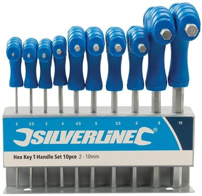 Silverline T-Handle Metric Allen Wrench Key Set – Handy Hex Key Kit For Garage Or Workshop