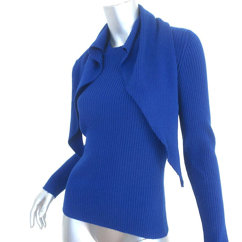Suéter Bufanda Balenciaga Azul Cobalto Acanalado Mezcla Lana Talla 38 Foto 2 de 4