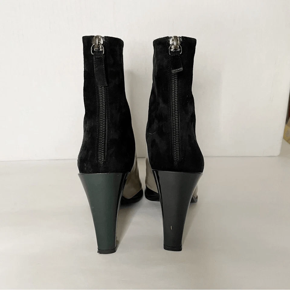 Botines Roger Vivier Cuero Tacón Colorblock 34.5 / 4.5 Mujer Hechos en Ita Foto 4 de 4