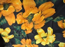 Polisil Crepe Scarf Korea 100% polyester Yellow/Orange Flowers 32"x32" Square