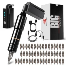 Tattoo Pen Kit Rotary Gun Machine, Wireless Tattoo Power Supply 50Pcs Cartridge