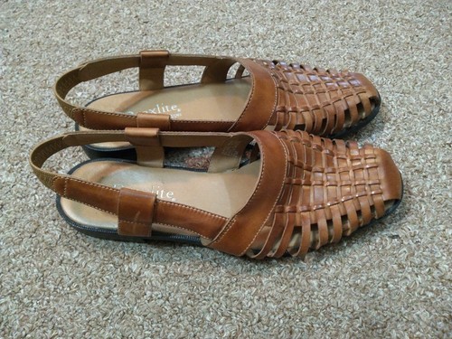 Drexlite Women’s Brown Leather Sling Back Sandals 147118 Brooke Size 7M - Picture 4 of 4