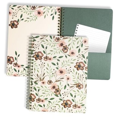 Steel Mill & Co Cute Green Mini Spiral Notebook, 8.25'' x 6.25'' Woodland Floral