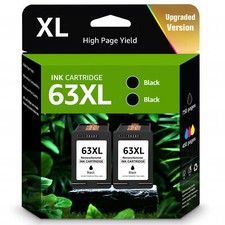 2PK 63XL Black Ink Cartridge for HP OfficeJet 3830 4650 4655 5255 ENVY 4512 4516