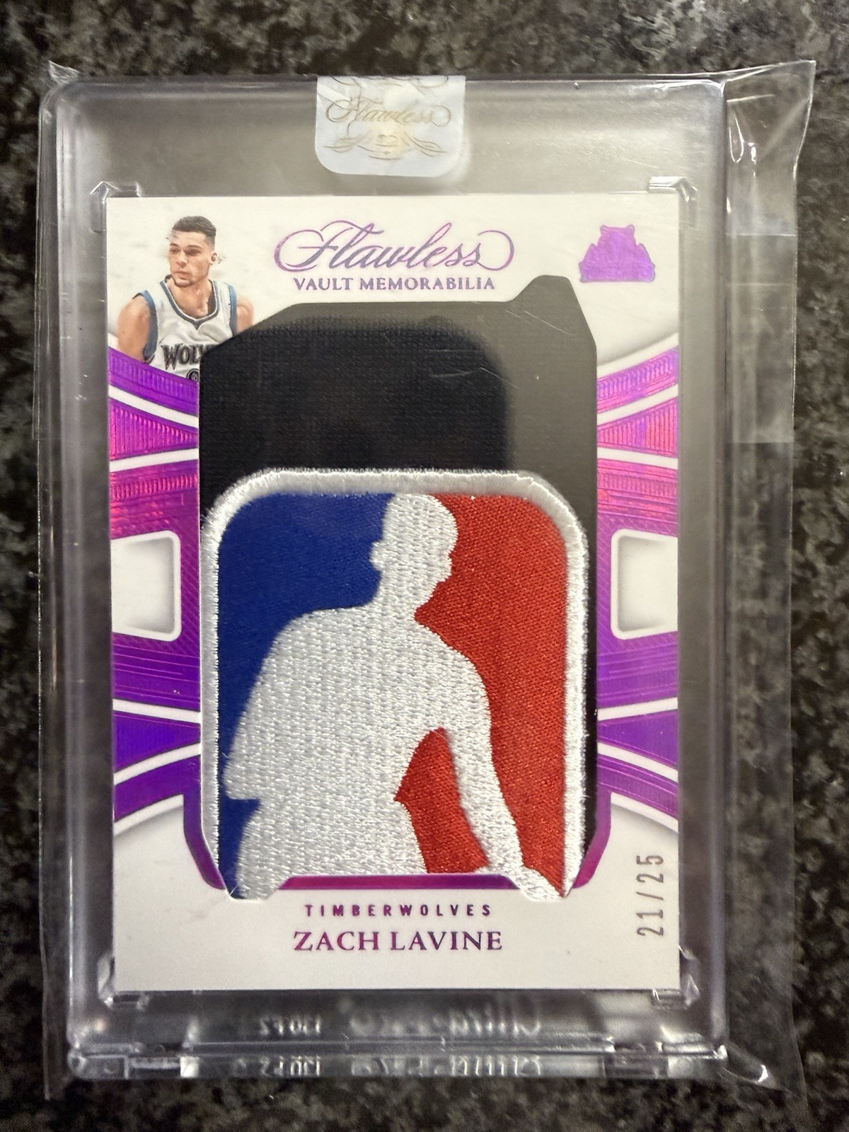 2024-25 Panini Flawless Vault Memorabilia Zach LaVine Pink Jumbo Logoman #/25
