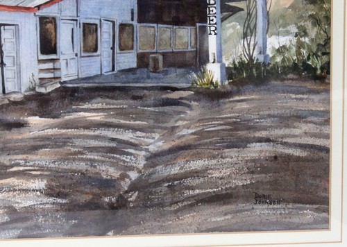 Dorie Johnson Aquarell Gemälde Hieronymus Arizona alte Tankstelle Regionalismus - Bild 7 von 13