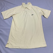 Vintage Izod Lacoste Polo Shirt Mens Medium Yellow Croc Logo Pique 80s
