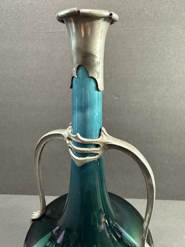 Johann von Schwarz Carl Sigmund Luber Art Nouveau Pewter Mounted Vase , Antique - Picture 13 of 17