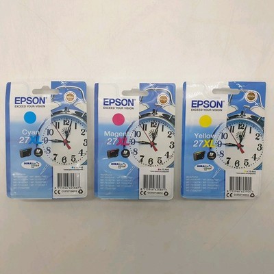 Epson 27XL Tintenpatronen Cyan Magenta Gelb Original WorkForce Wecker
