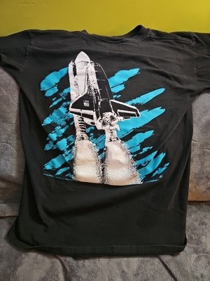 Vintage 1988 Blackbird Space Shuttle Black Oneita T-Shirt Large Space